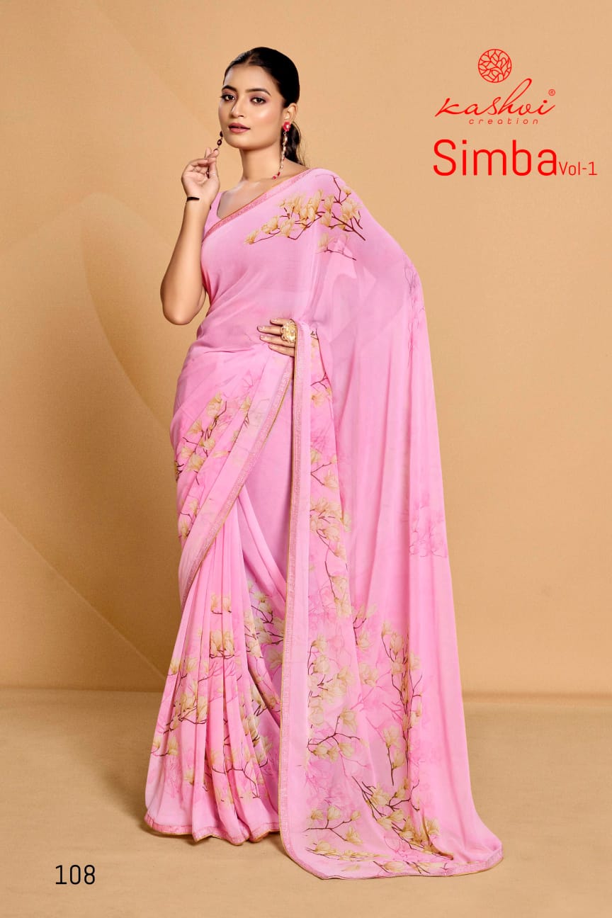 SIMBA VOL 01 By Kashvi Printed Georgette Sarees Wholesale Market In Surat